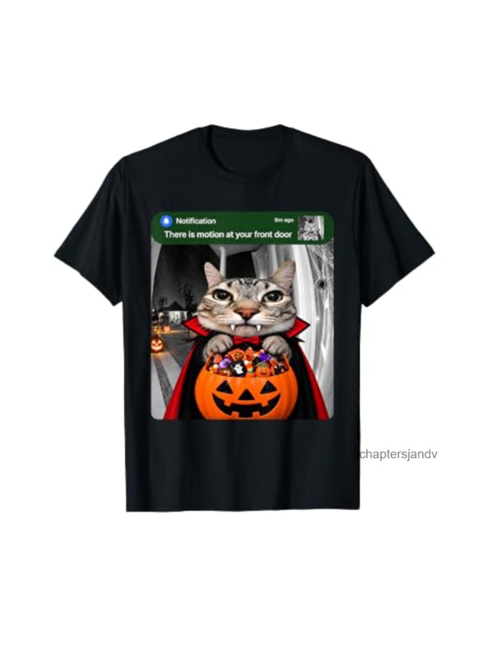 Halloween Cat Meme Motion Front Door T-Shirt Short Sleeve Tee